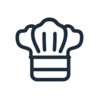 Bold Chef Hat Icon with Simple Outline and Distinct Silhouette Shape png