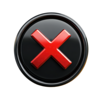3D Red Bold X Button Icon with Shadow for User Interface Design png