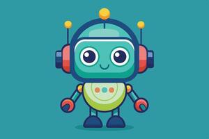 Colorful cartoon robot with cheerful expression on a solid background, designed for fun and playfulness in children's media or educational content vector