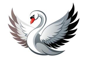 Stylized illustration of a graceful swan with outstretched wings ready for flight against a simple background vector