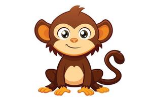 A cheerful cartoon monkey sitting and smiling, showcasing playful demeanor vector