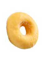 Front view of brown sugar glazed cinnamon donut isolated with clipping path in file format png