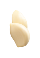 Side view of peeled garlic cloves in stack isolated with clipping path in file format png