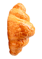 Side view of brown croissant isolated with clipping path in file format png