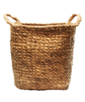 simple woven straw basket with handles lightweight and practical on isolated background png