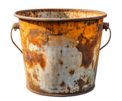 metal bucket with visible rust marks showing signs of aging and wear on isolated background png