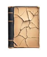 antique leather-bound book with cracked spine and faded cover showing signs of aging on isolated background png