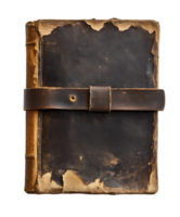 antique book with leather clasp and weathered cover showing signs of aging isolated background vintage collectible item png