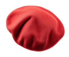vibrant red french beret with soft texture and classic design isolated background for artistic and fashion use png
