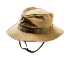 safari hat with khaki finish and adjustable chin strap isolated background png