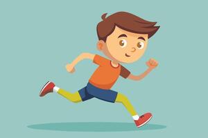 Young boy running joyfully in a vibrant environment with playful colors, showcasing energy and movement during an outdoor activity vector