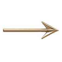 Golden arrow symbol representing direction and guidance isolated on transparent background. png