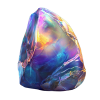 vibrant, iridescent crystal with colorful reflections and textures isolated on transparent background. png