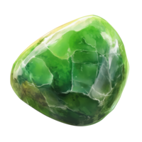 Shiny green gemstone with smooth surface and intricate patterns isolated on transparent background. png