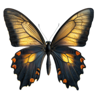 stunning butterfly with vibrant orange and black wings, showcasing intricate patterns isolated on transparent background. png