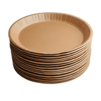 Stack of eco friendly disposable paper plates for events and parties isolated on transparent background. png