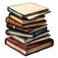 Stack of colorful books with blank sheet on top, symbolizing knowledge and creativity isolated on transparent background. png