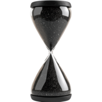 Elegant hourglass with black sand, symbolizing time and patience. Isolated on transparent background. png