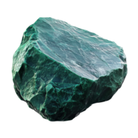 large green mineral rock with shiny surface and rough edges. Isolated on transparent background. png