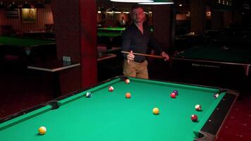 A man standing in front of a pool table with balls video