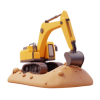 Excavator digging the ground 3D icon cartoon isolate png