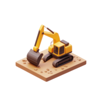 Excavator digging the ground 3D icon isolate png