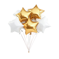Bunch of Star Shape Gold and white Balloons 3D icon isolate png