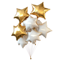 Bunch of Star Shape Gold and white Balloons 3D icon isolate png