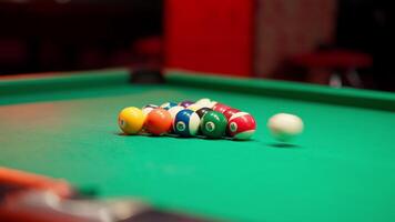 Billiards balls on a pool table video