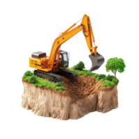 Excavator digging the ground 3D icon isolate png