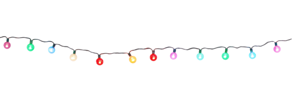 Holiday christmas led string color lights isolate on transparent background png