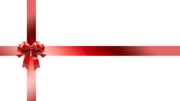 Shiny red gift's bow and ribbon, 3D render isolate on transparent background png