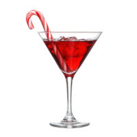 Red martini with a candy cane isolate on transparent background png