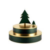 Christmas podium in gold and green color isolate on transparent background png