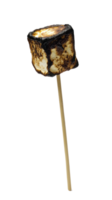 Burned marshmallow on stick isolate on transparent background png