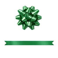 Green gift's bow and ribbon, 3D realistic isolate on transparent background png