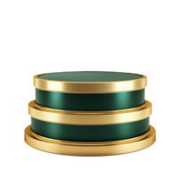 Podium in gold and green color isolate on transparent background png