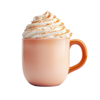 Pumpkin latte with whipped cream isolate on transparent background png