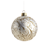 Shiny Christmas ball with beautiful pattern hanging isolate on transparent background png