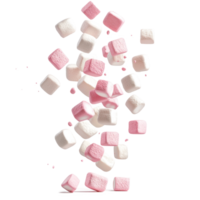 Marshmallows falling isolate on transparent background png