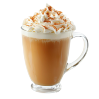 Pumpkin latte with whipped cream front view isolate on transparent background png