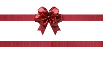 Shiny red gift's bow and ribbon, 3D realistic isolate on transparent background png