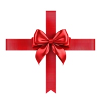 Red gift's bow and ribbon, 3D realistic isolate on transparent background png