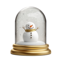 empty snow dome with gold base with a extra small snowman isolate on transparent background png