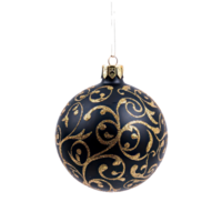 Shiny Christmas ball with beautiful pattern hanging isolate on transparent background png