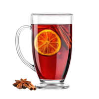 Christmas Gluhwein or Christmas mulled red wine mug glass front view isolate on transparent background png