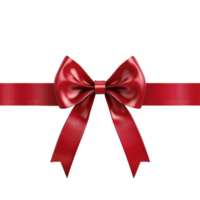Shiny red gift's bow and ribbon, 3D realistic isolate on transparent background png
