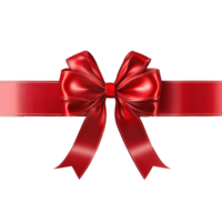 Shiny red gift's bow and ribbon, 3D realistic isolate on transparent background png