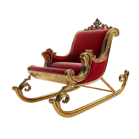 Red and gold Sleigh 3D redner isolate on transparent background png