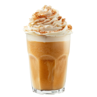 Pumpkin latte with whipped cream front view isolate on transparent background png